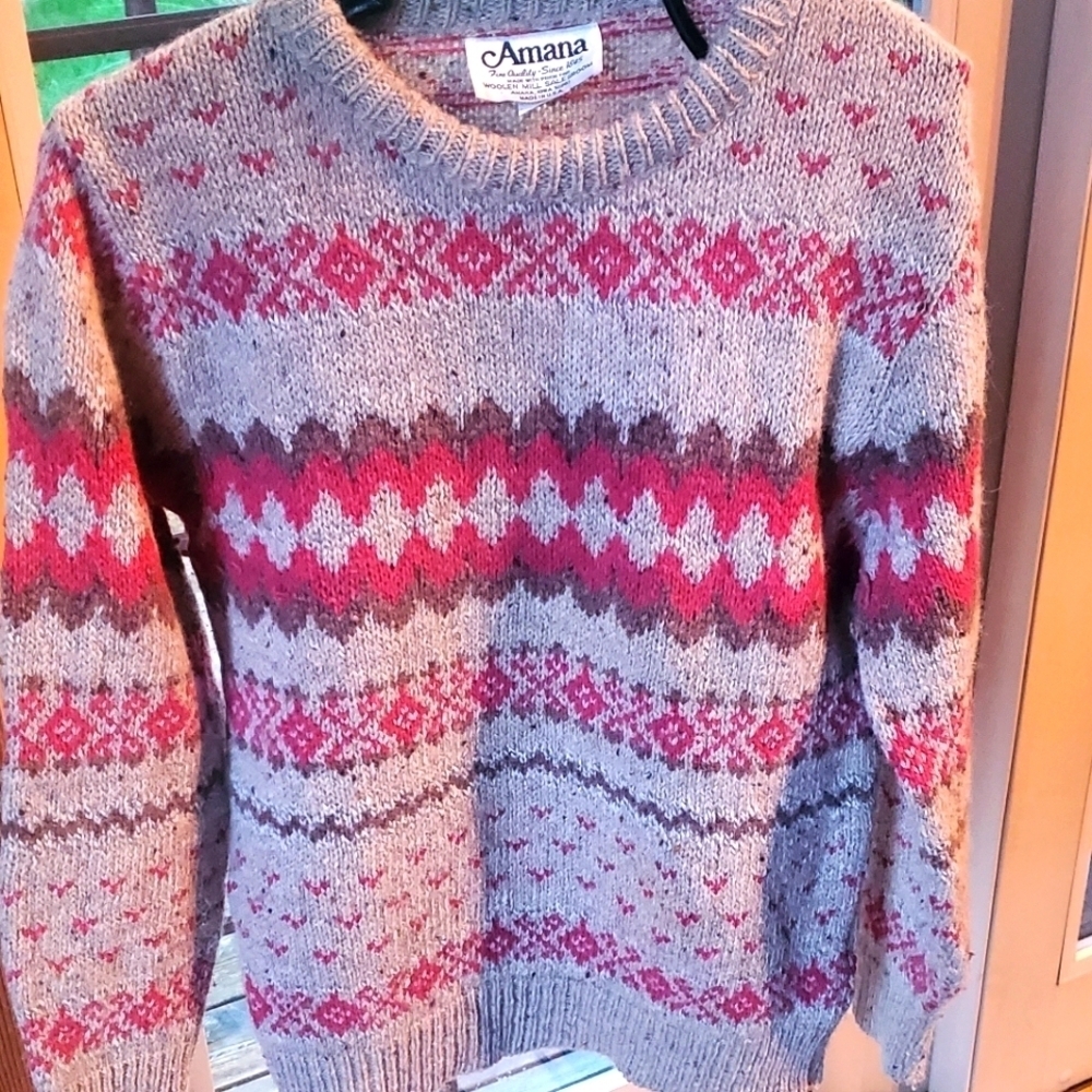 Amana Vintage‎ Wool Hunter Long Slv Crew Neck Sz. M Sweater